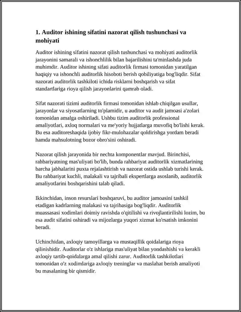AUDITOR ISHI SIFATINI NAZORAT QILISH TUSHUNCHASI 4