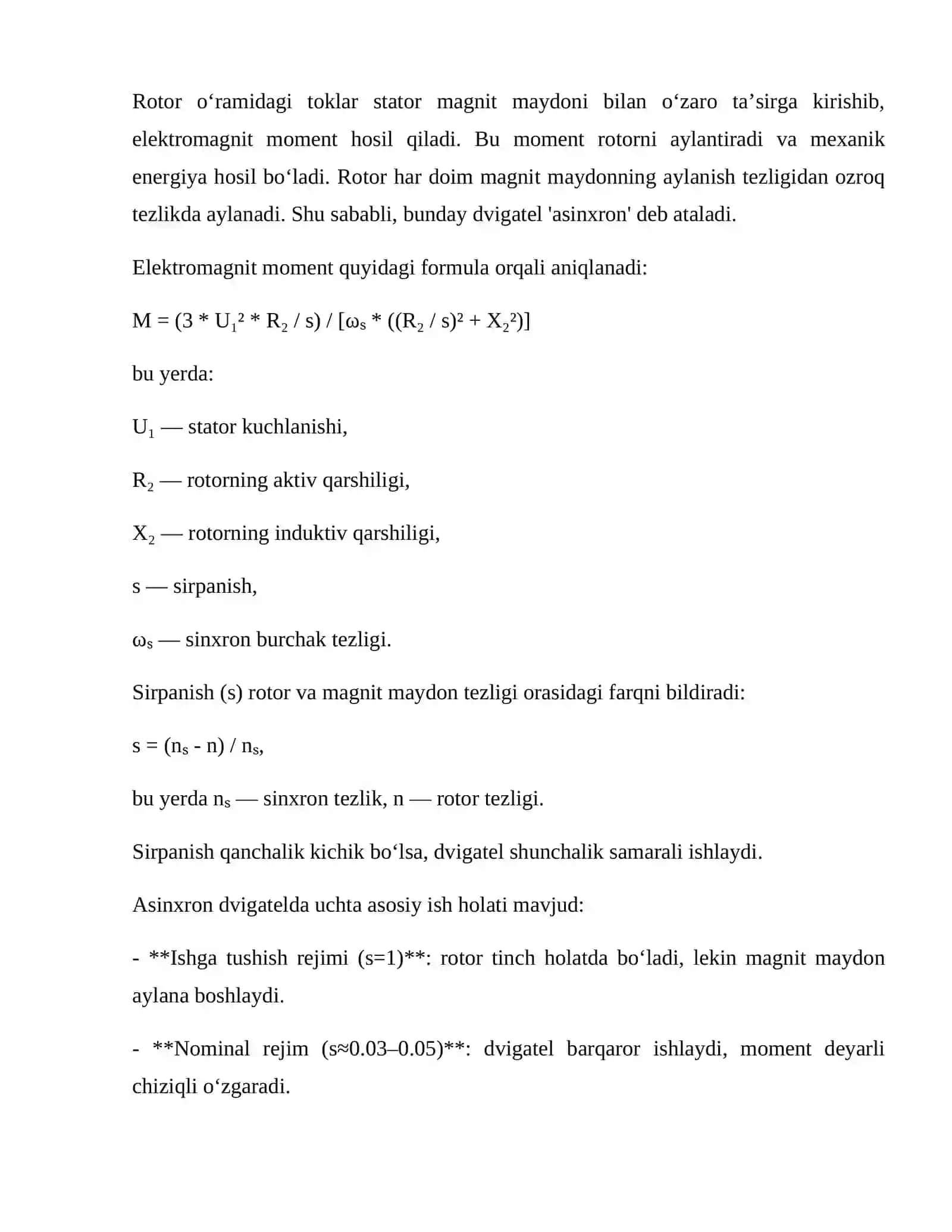 Asinxron elektr yuritma: tuzilishi, ishlash prinsipi 4