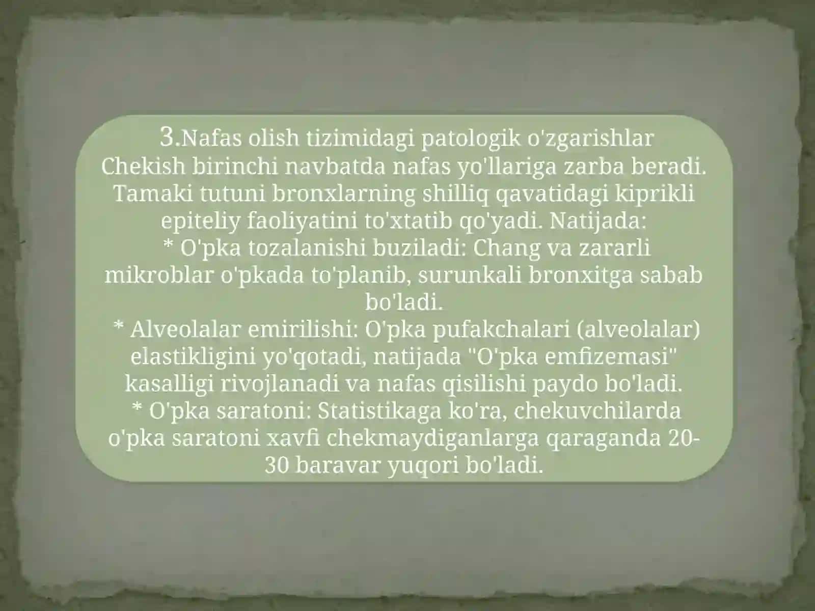 Alkogol, tamaki va boshqa zaharli moddalarning inson organizmiga salbiy ta’siri hamda fiziologik oqibatlari 4