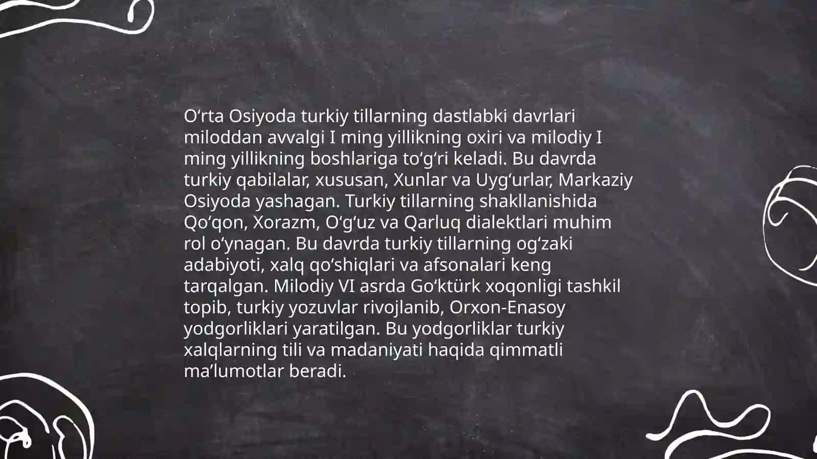 O‘zbek tili tarixi. O‘zbek tilining tarixi ildizlari. O‘zbek adabiy tili taraqqiyot bosqichlari 4