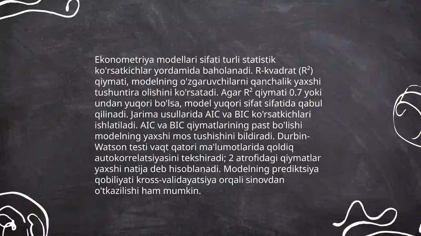 Ekonometrik modellarning sifatini umumiy baholash 4