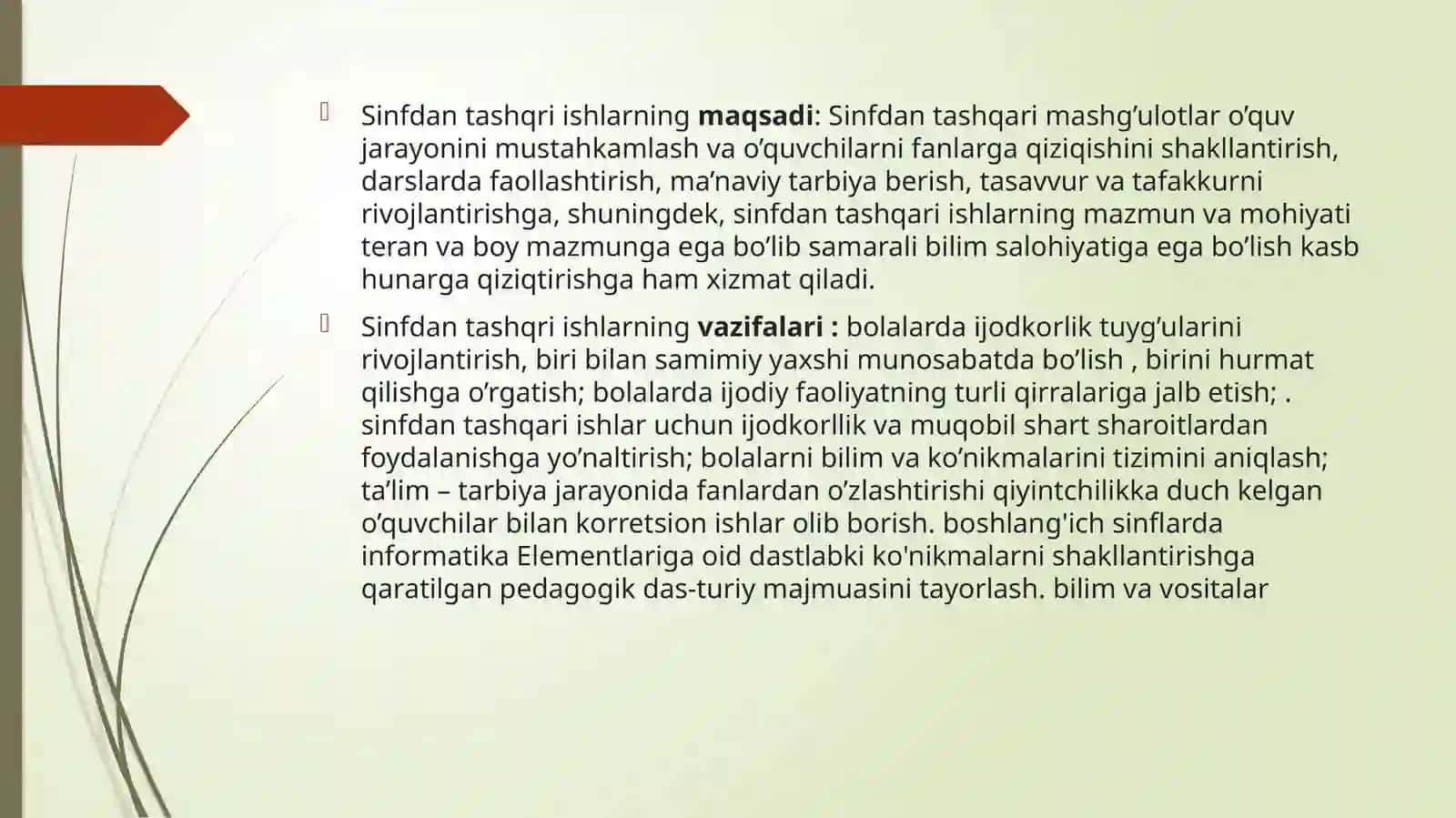 Sinfdan tashqari ishlarni tashkil etish texnologiyalari 4