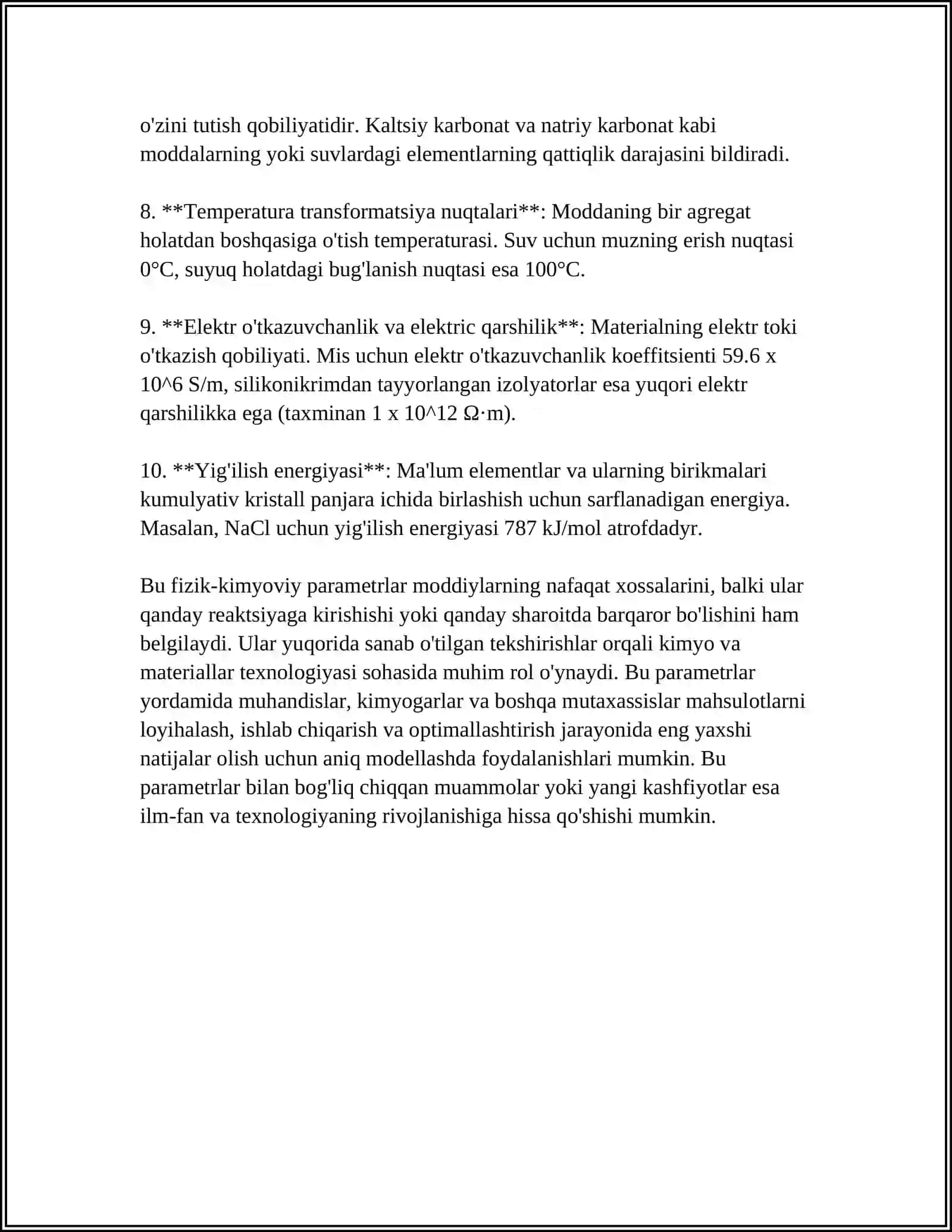 O'RGANILMAGAN BIRIKMALARNING FIZIK KIMYOVIY PARAMETERLARINING BASHORAT QILISH ASOSIDA TAHILIL 4