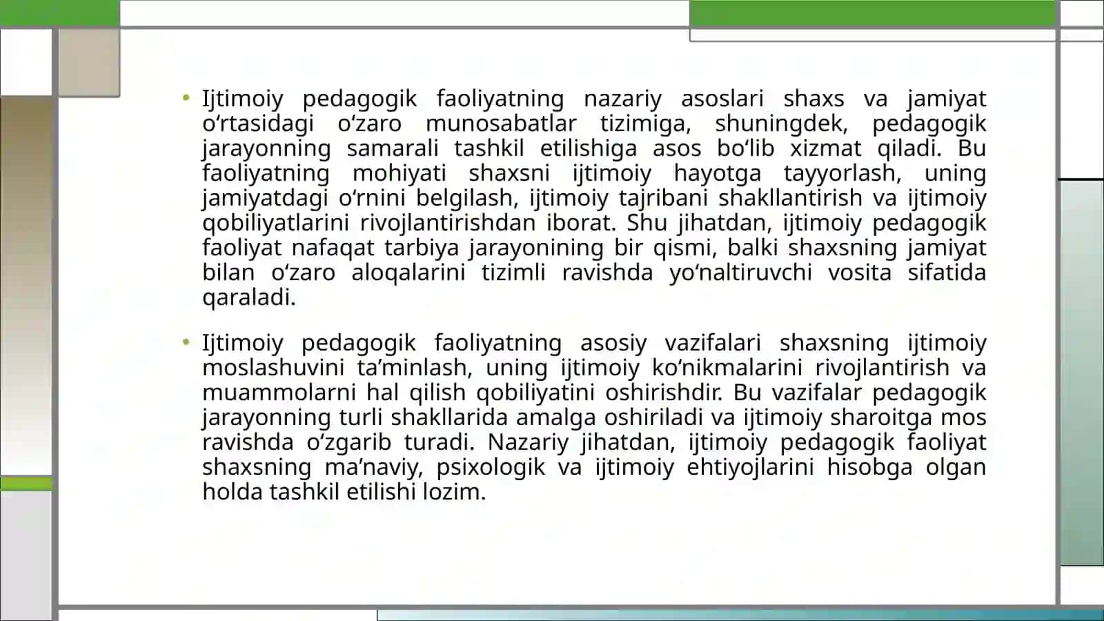 Ijtimoiypedagogik faoliyat metodikasi, mexanizmlari va texnologiyasi 4