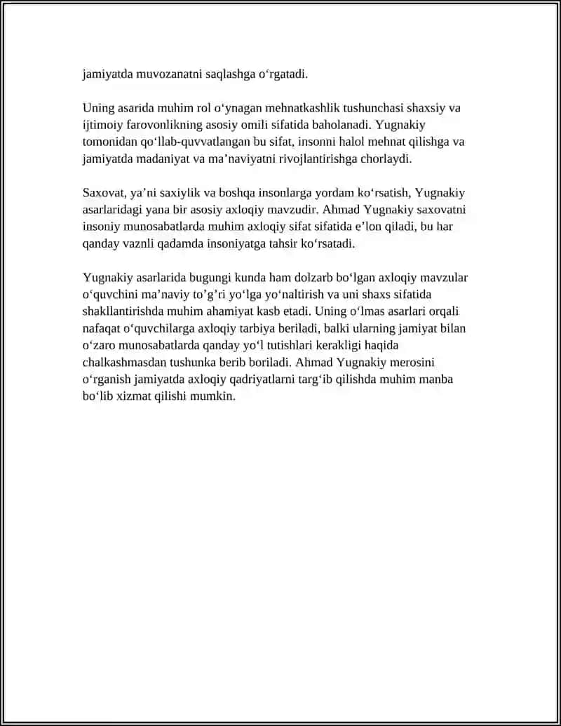 "Hibatul Haqoyiq" asarida Axloqiy-Talimiy Masalalar Talqini 4