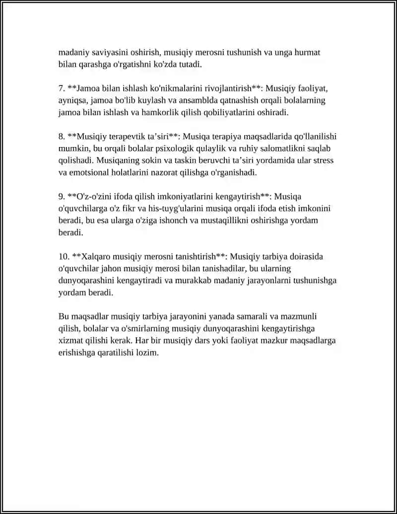 Boshlangʻich sinflarda musiqa oʻqitishni maqsad va vazifalari 4