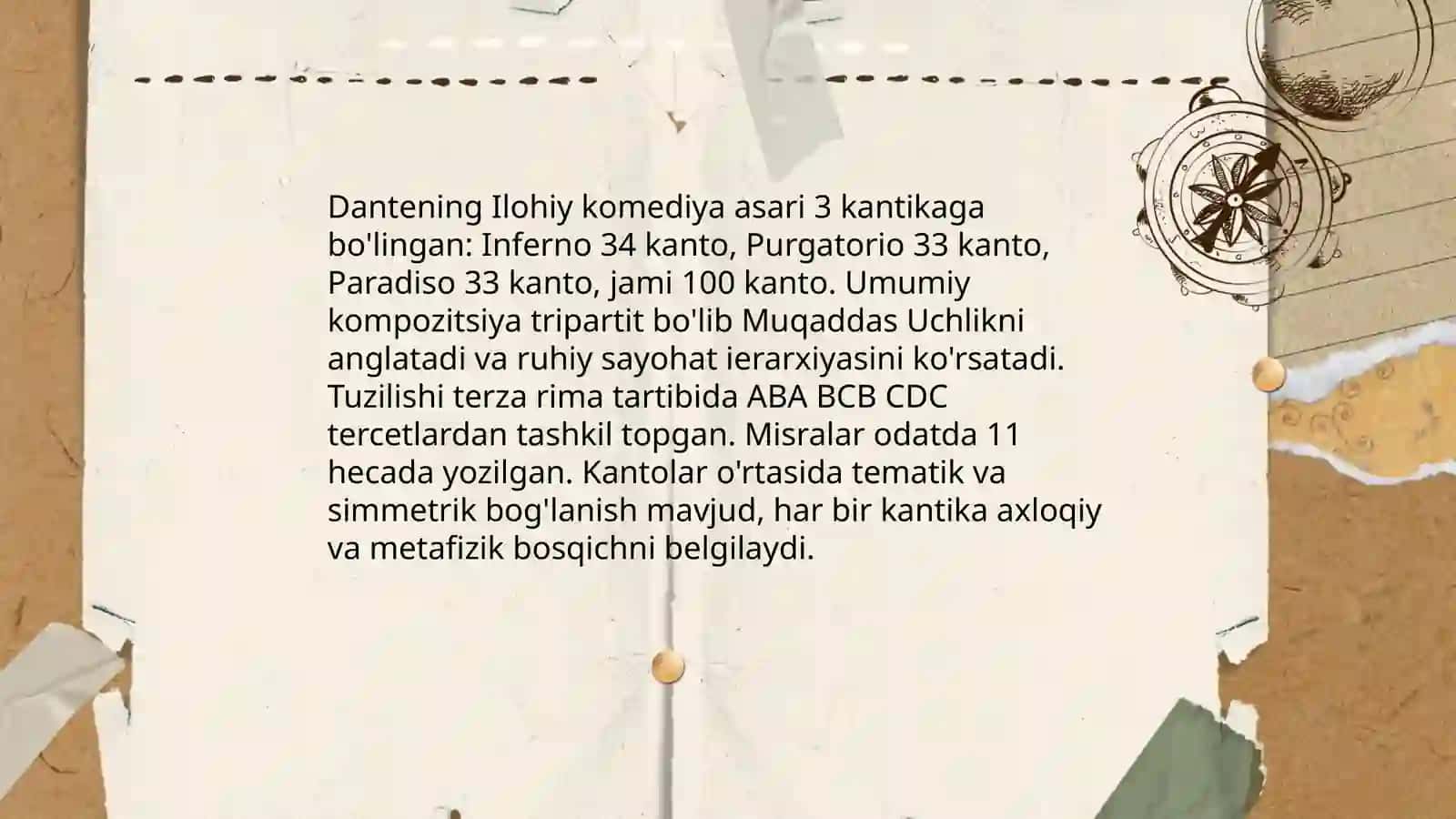 Dantening "Ilohiy komediya" asarining strukturasi va obrazlar tizimi 4