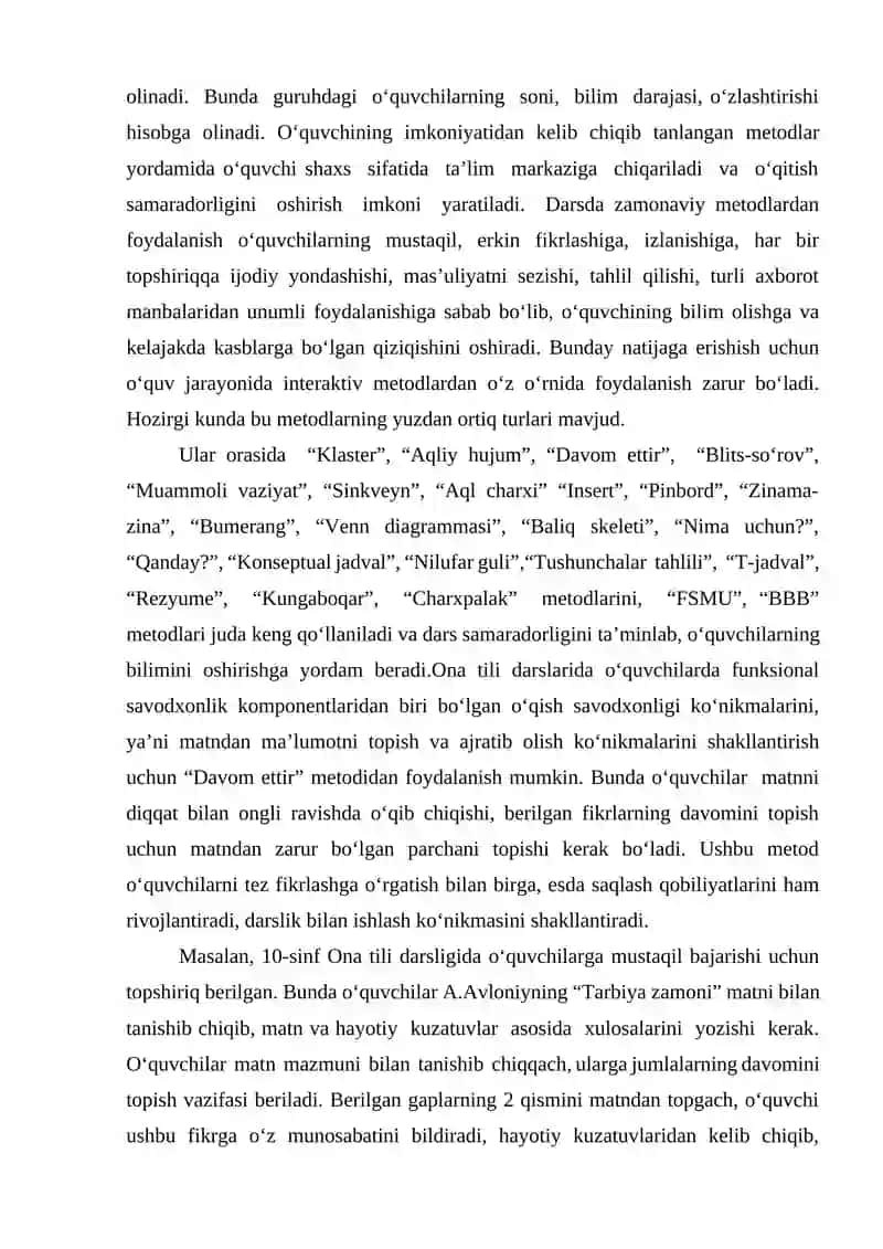 ONA TILI VA O‘QISH SAVODXONLIGI FANINING ZAMONAVIY O‘QITISH USULLARI 4