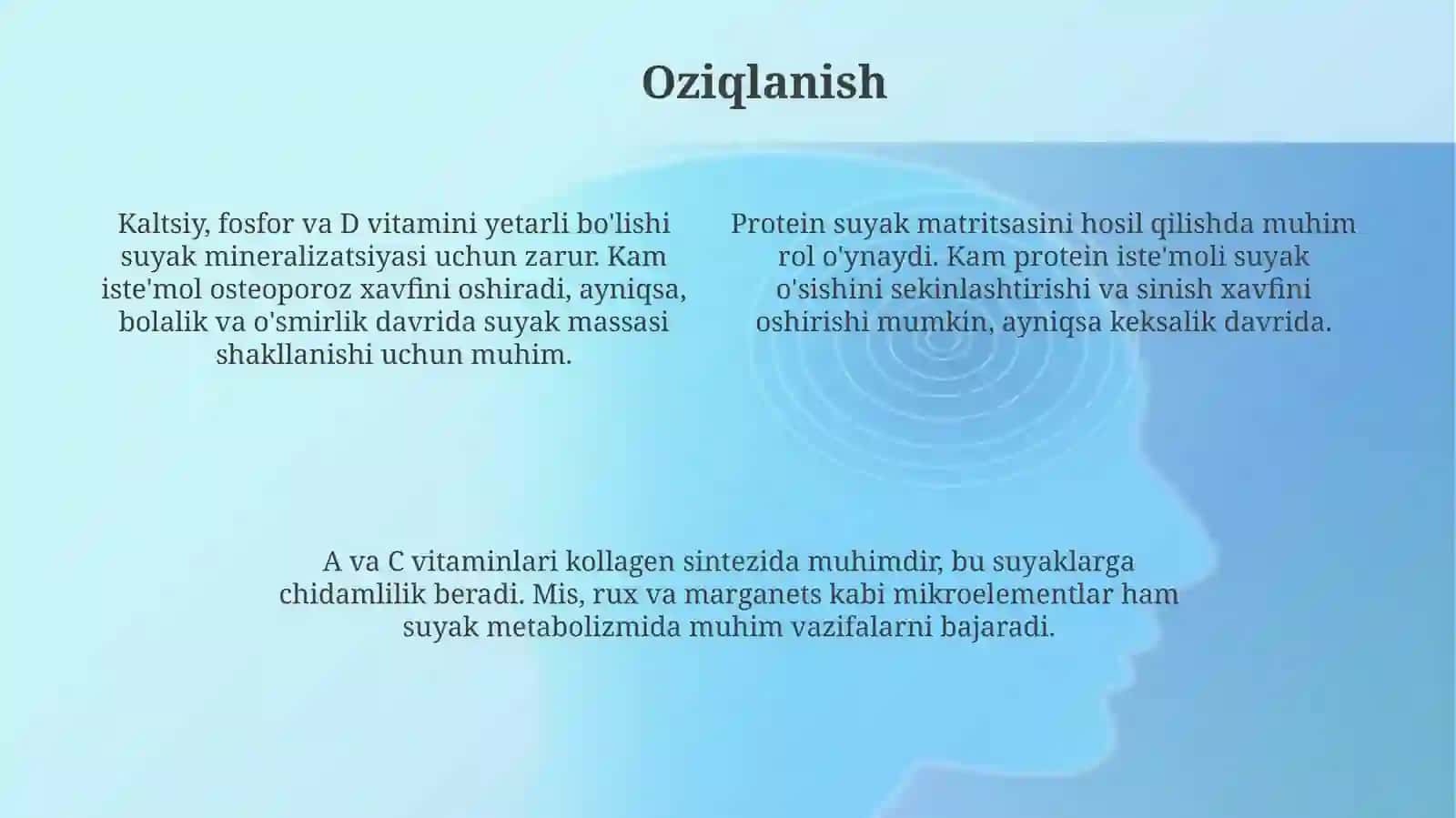 Suyaklarning o'sishini va rivojlanishini ta'sir etuvchi omillar 4