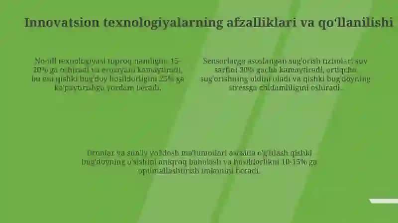 Sug'orilmaydigan erlarda qishloq bug'doyini yetishtirishning innovatsion texnologiyalari 4