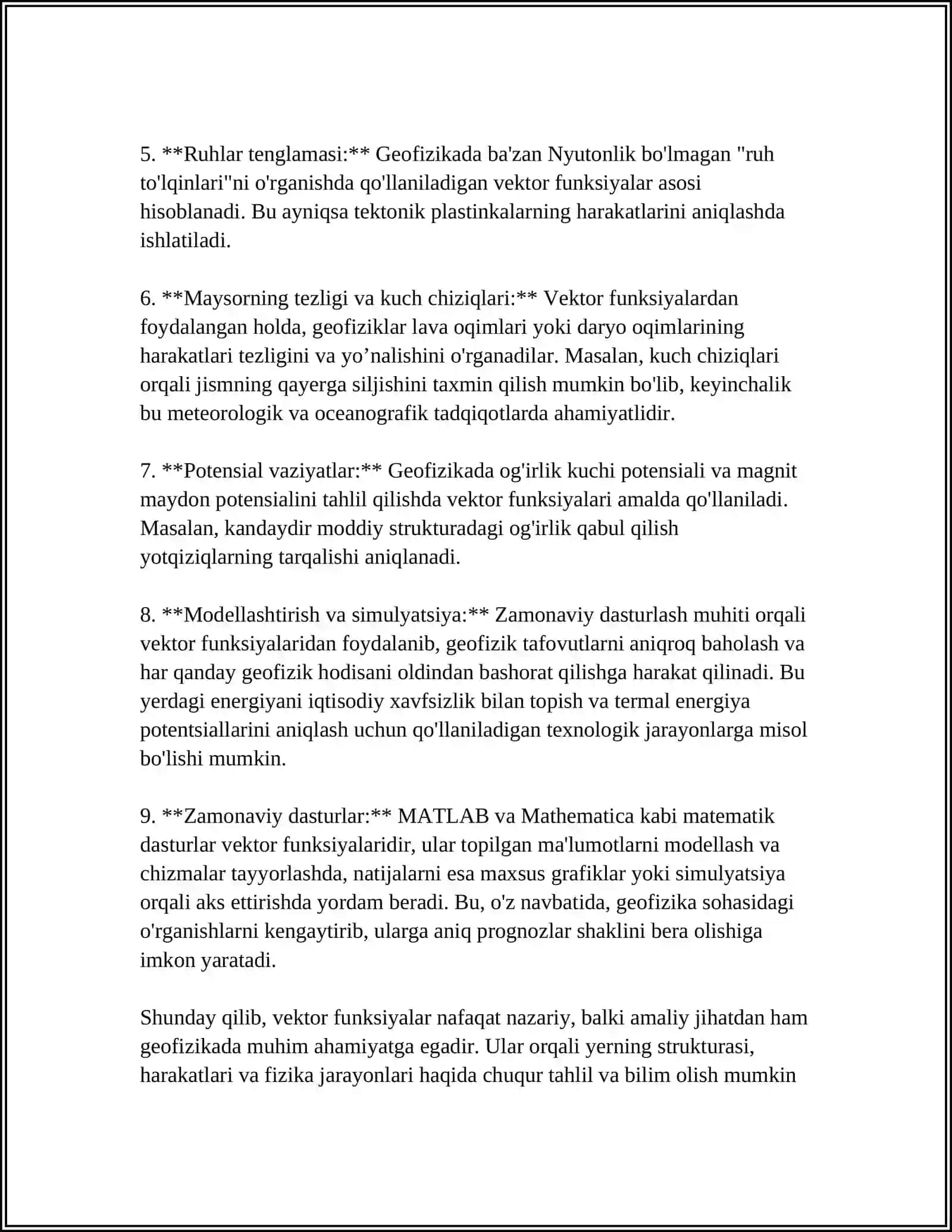 VEKTOR FUNKSIYALARNING GEOFIZIKA SOHASIDAGI TATBIQLARI 4