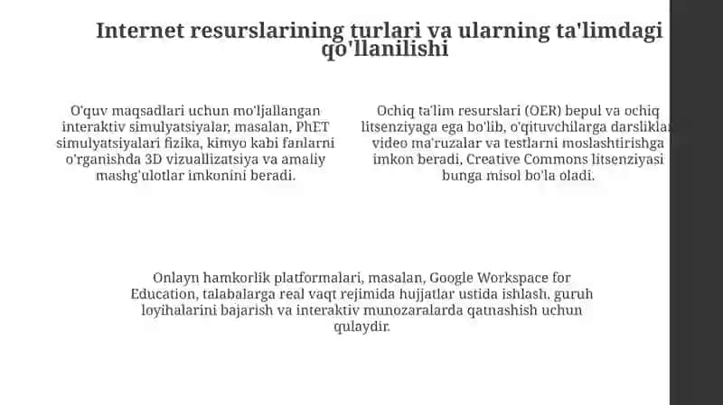 Ta'limda internet resurslaridan foydalanishning afzalliklari va kamchiliklari 4