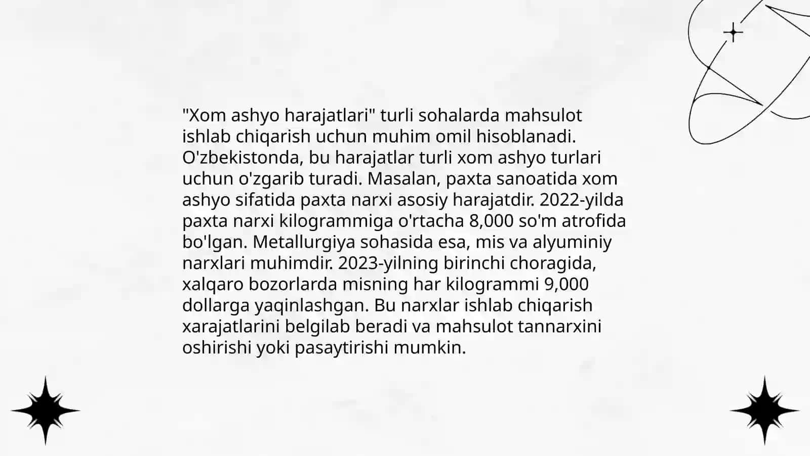 Mahsulotni ishlab chiqarish harajatlarni aniqlash 4