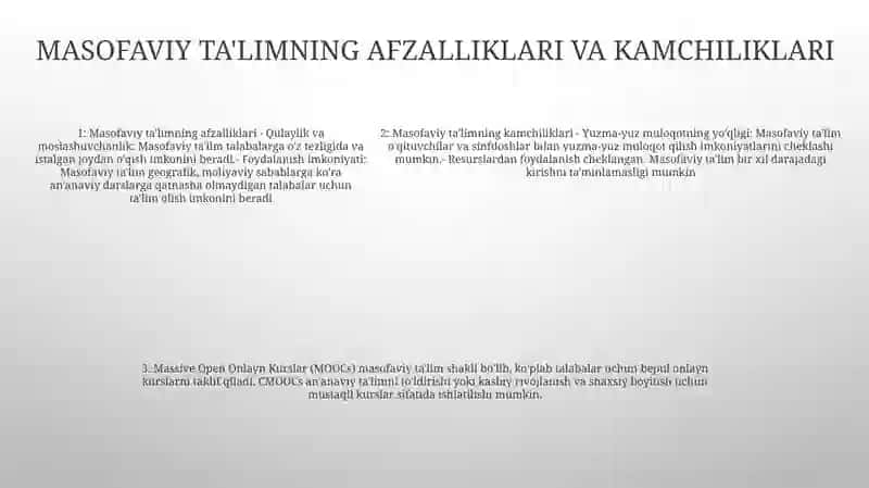 Masofaviy Ta'limni Tashkil Etish Asoslari 4