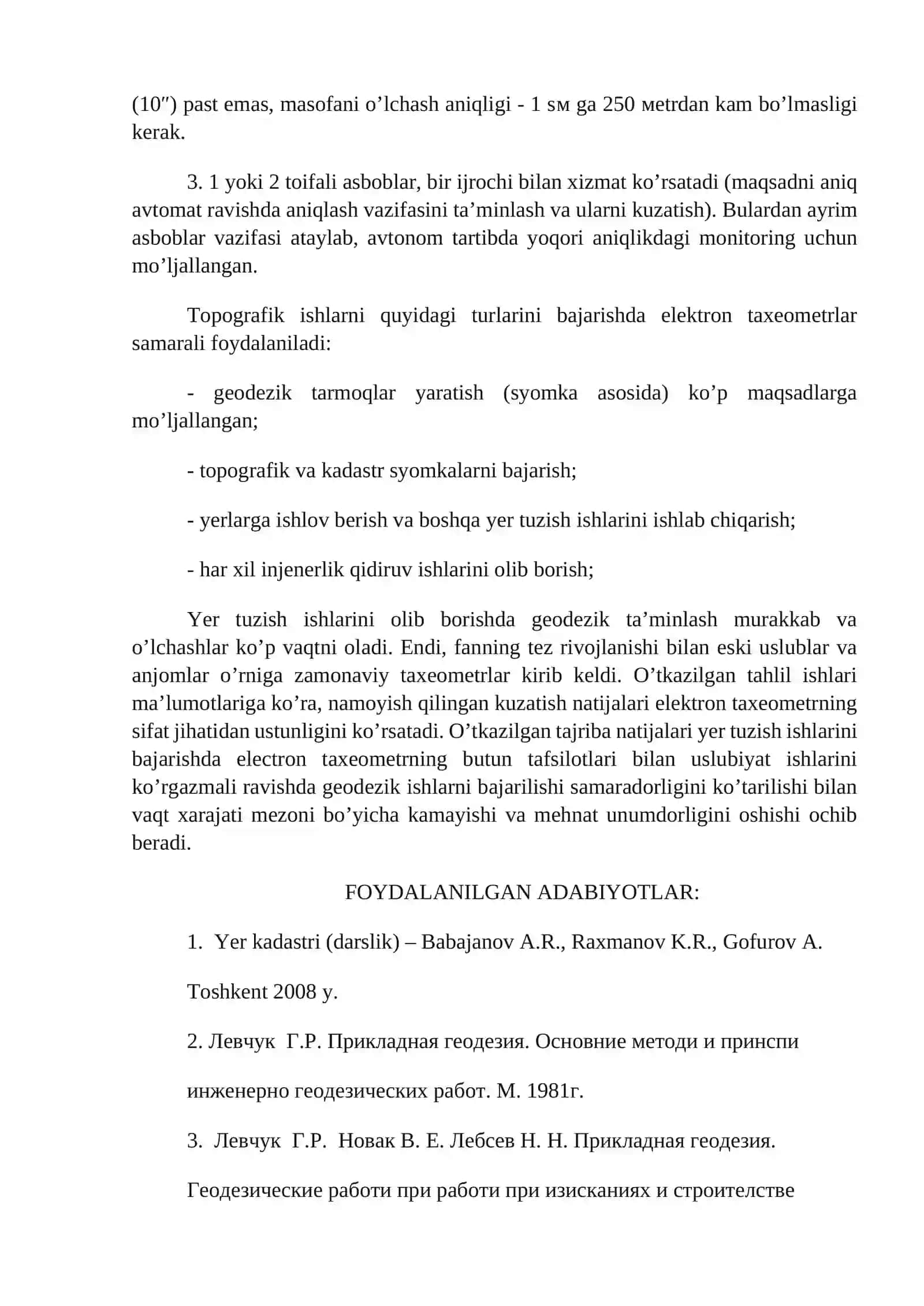YER TUZISH ISHLАRINI BАJАRISHDА ELEKTRОN TАХEОMETRLАRDАN FОYDАLАNISH 4