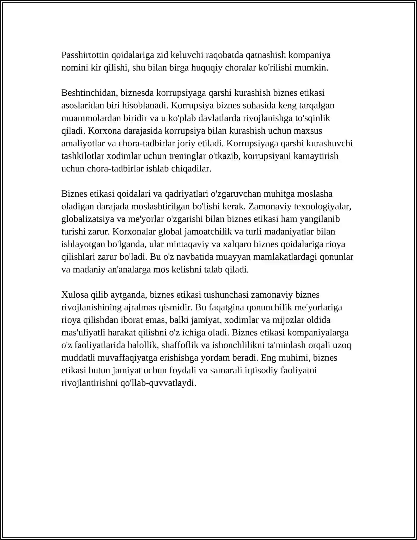 BIZNES ETIKASI VA IJTIMOIY JAVOBGARLIK 4