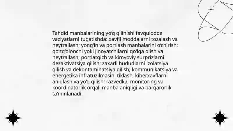Favqulotda vaziyatlarni tugatilish omillari 4
