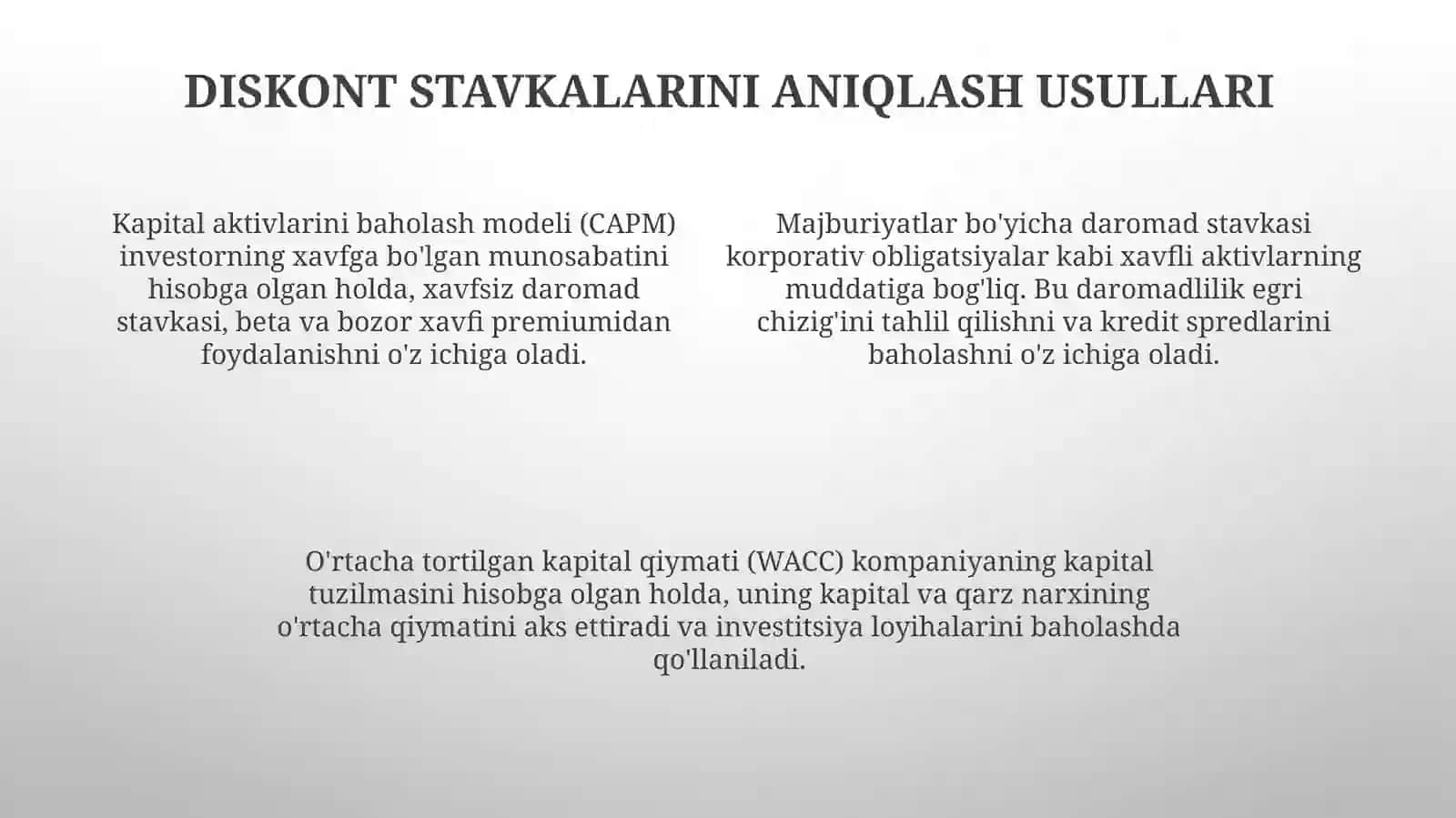 Pulning vaqt bo'yicha qiymatiga ta'sir qiluvchi omillar va diskont stavkalarning belgilanishi 4
