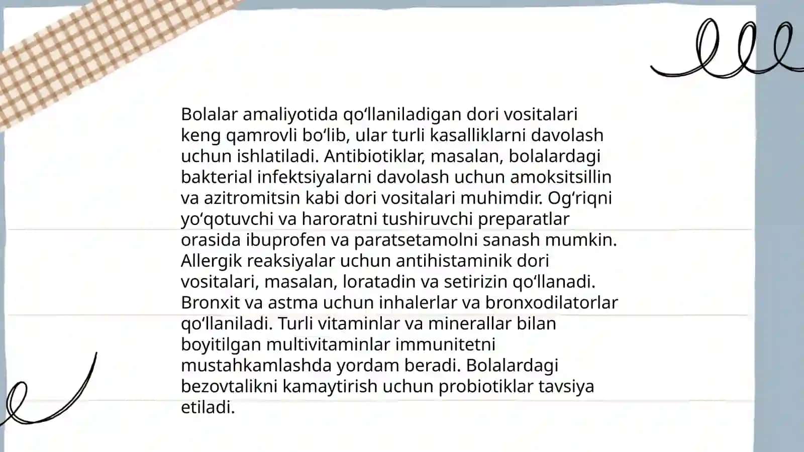Geriatriya va bolalar amaliyotida qoʻllaniladigan dori vositalari 4