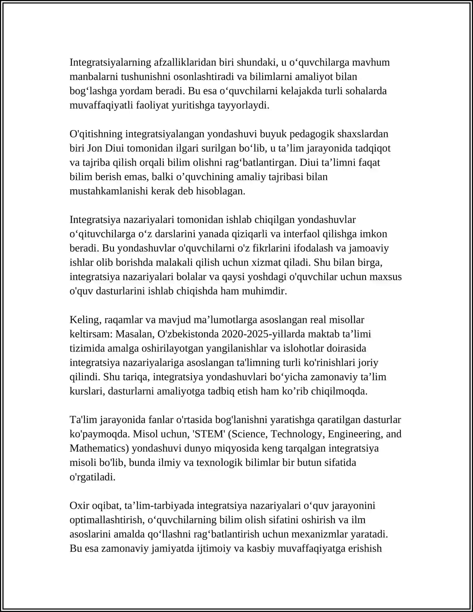 TA'LIM-TARBIYADA INTEGRATSIYANI TAKOMILLASHTIRISH 4