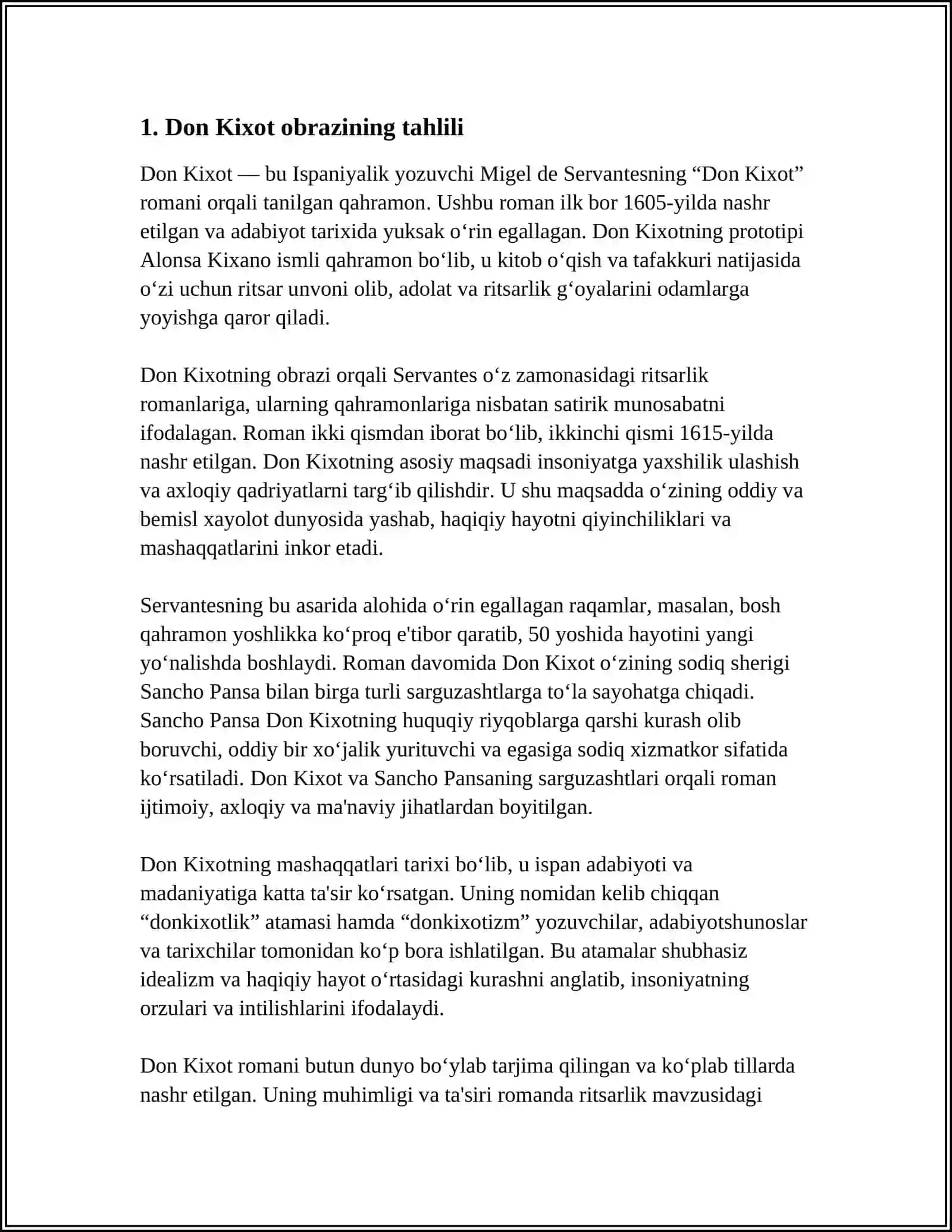 MIGEL DE SERVANTES SAAVEDRS "DON KIXOR SARGUZASHTLARI" 4