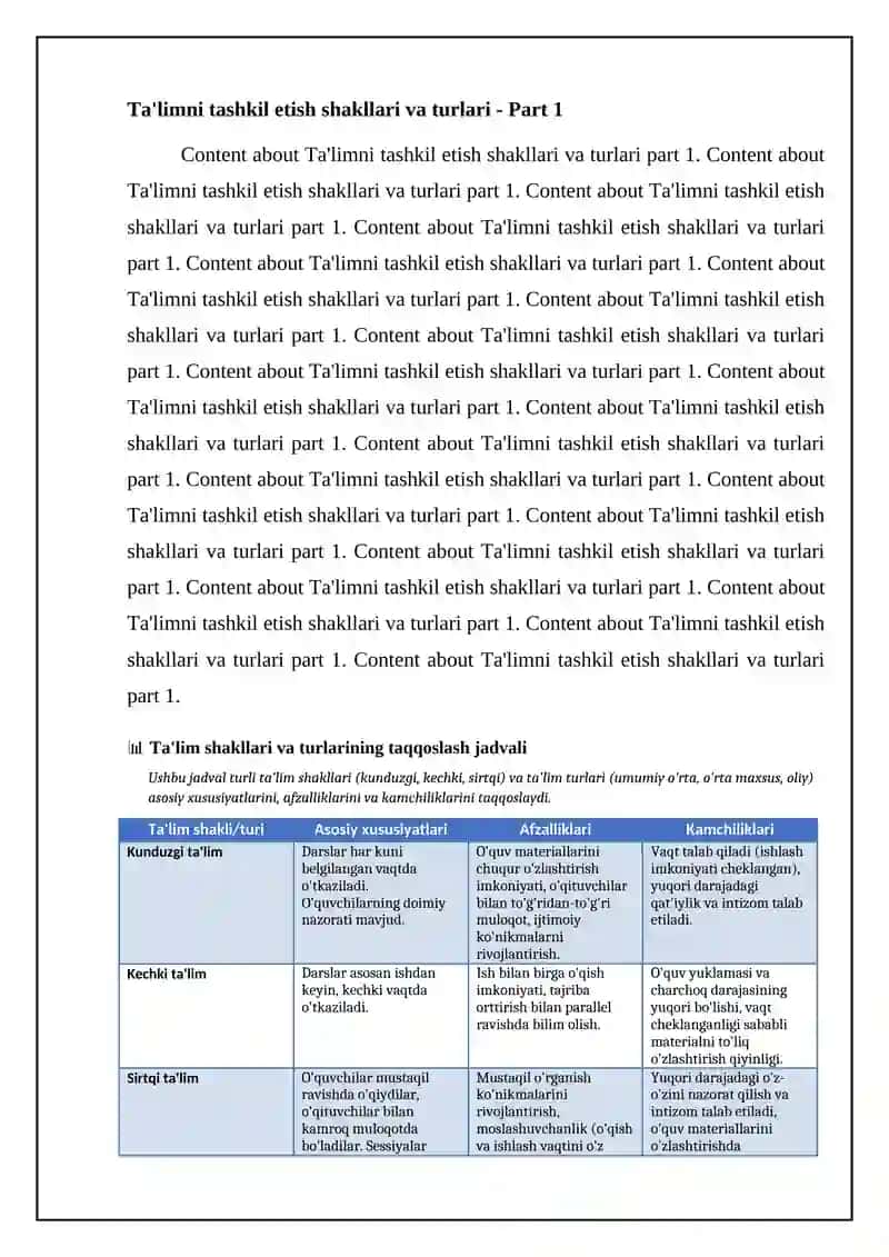 Ta'limni tashkil etish shakllari va turlari 4
