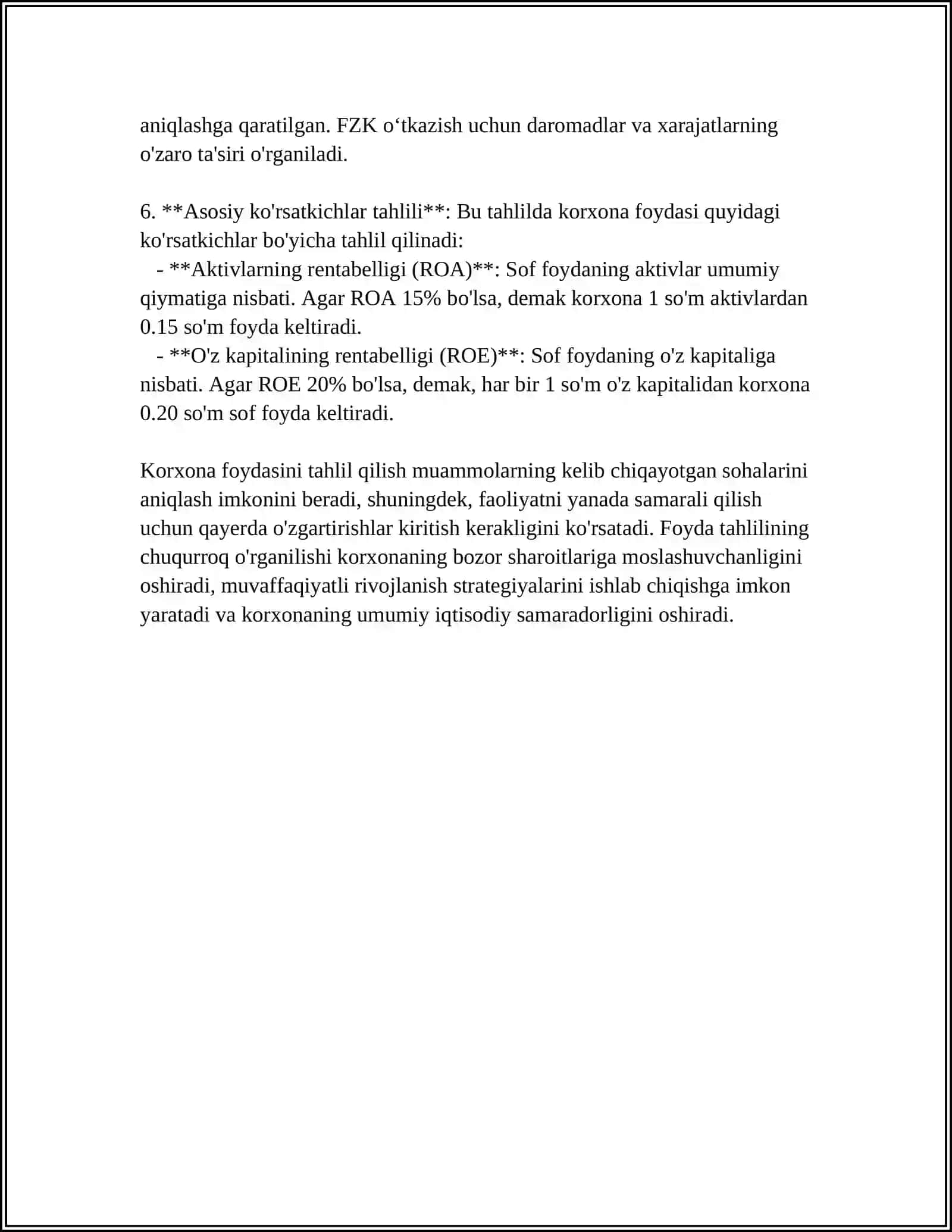 KORXONA FOYDASINING TAQSIMLANISHI VA ISHLATILISHI 4