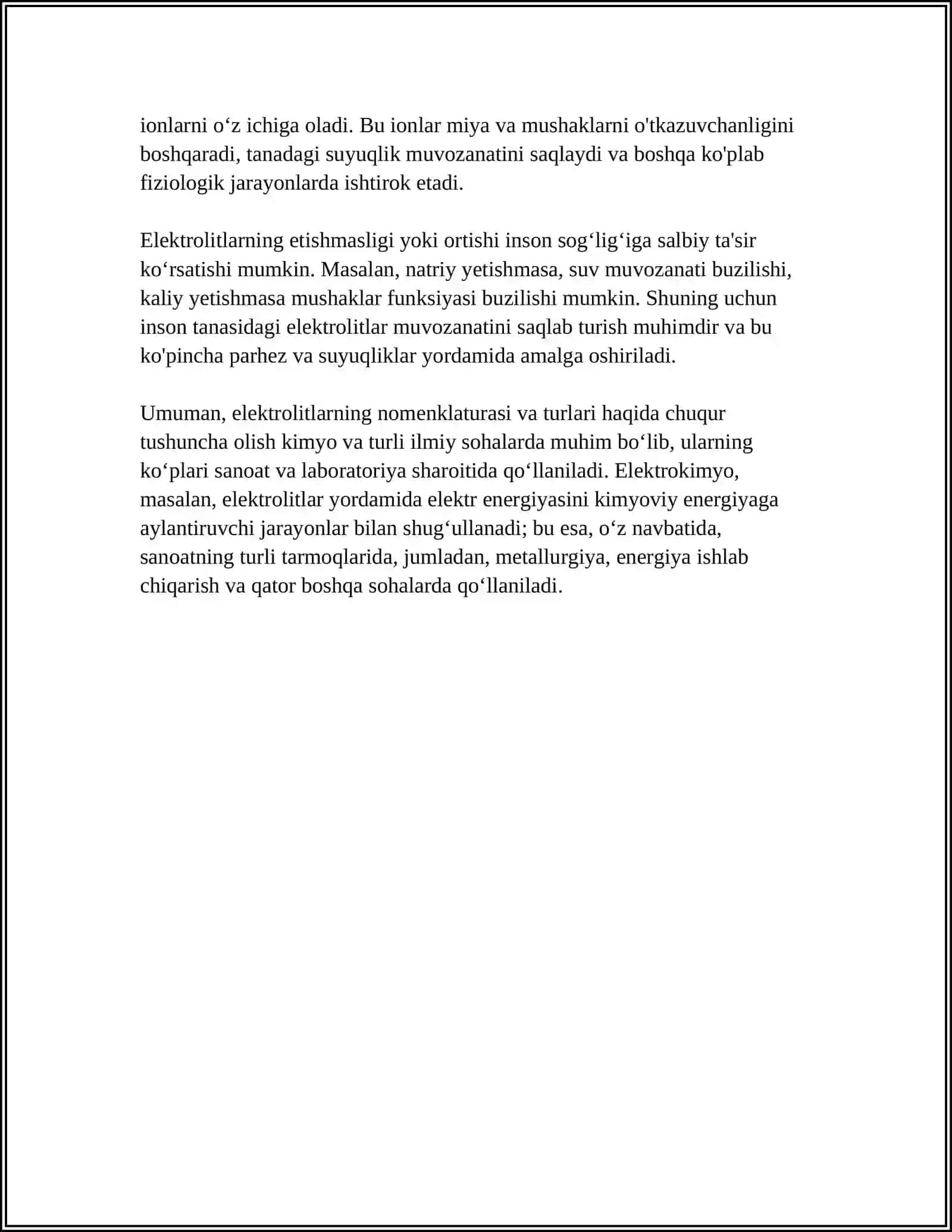 KUCHSIZ ELEKTROLITLARNI ANALIZINI AMALGA OSHIRISH. ISHQORIY BUFER ERITMALARNI PH NI HISOBLASH 4