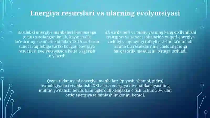 Texnika taraqqiyotida energetikaning o'rni 4