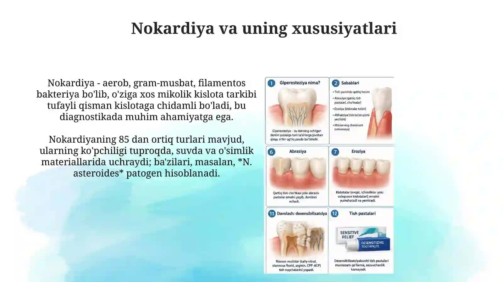 Tishlarning Nokarioz Shikastlanishlari:Giperesteziya 4