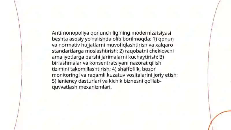 O‘zbekistonda Raqobatchilik Muhitining Shakllanishi va Monopoliyaga Qarshi Qonunchilikning Kuchaytirilishining Ahamiyati 4
