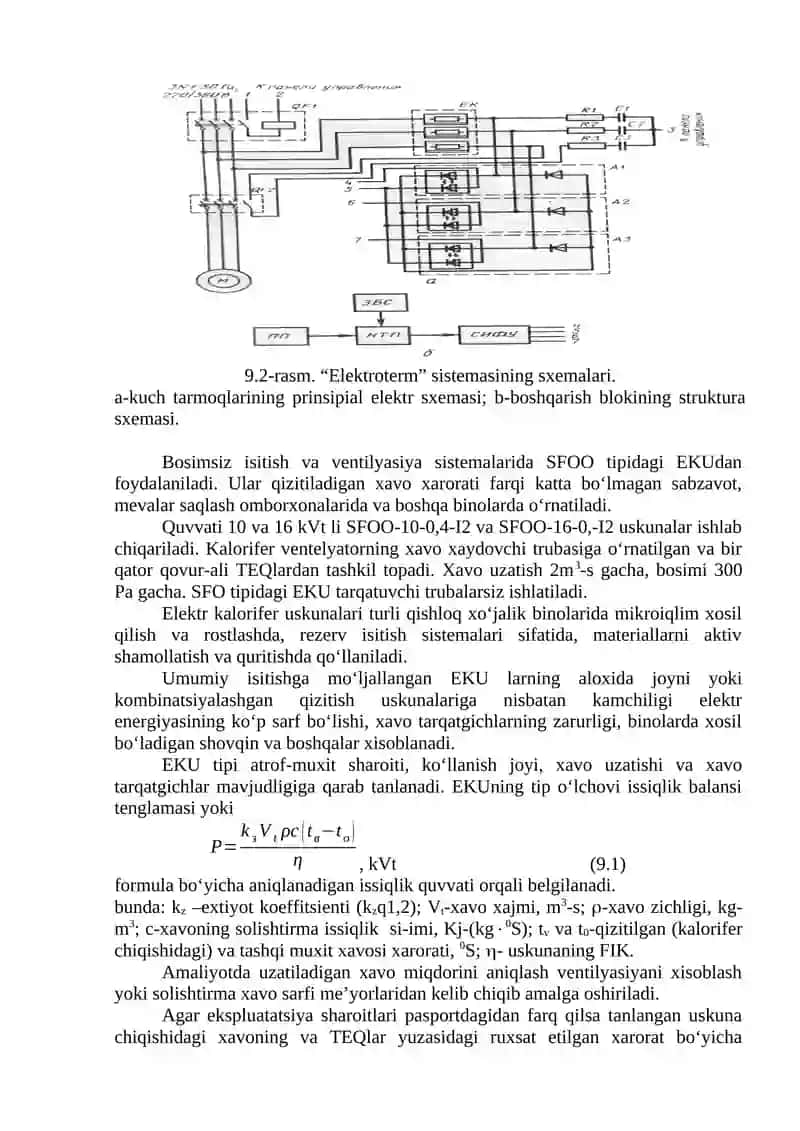 MIKROIQLIM HOSIL QILISH VA ROSTLASH ELEKTROTERMIK USKUNALAR. QISHLOQ VA SUV XO‘JALIGI MAXSULOTLARINI QURITISH VA ISSIQLIK ISHLOV BERUVCHI ELEKTROTERMIK USKUNALAR. 4