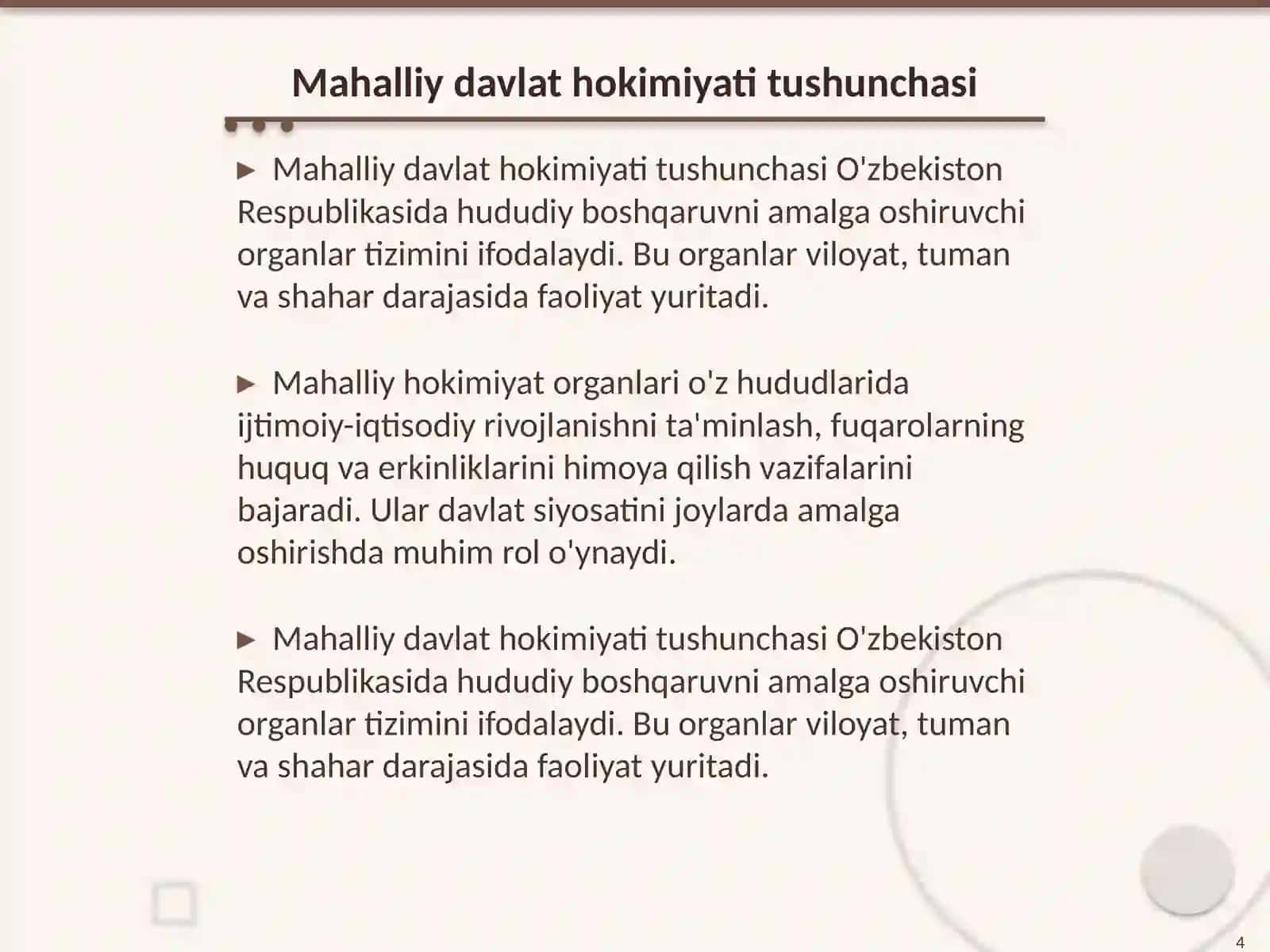 Mahalliy davlat hokimiyati faoliyatining konstitutsiyaviy asoslari 4