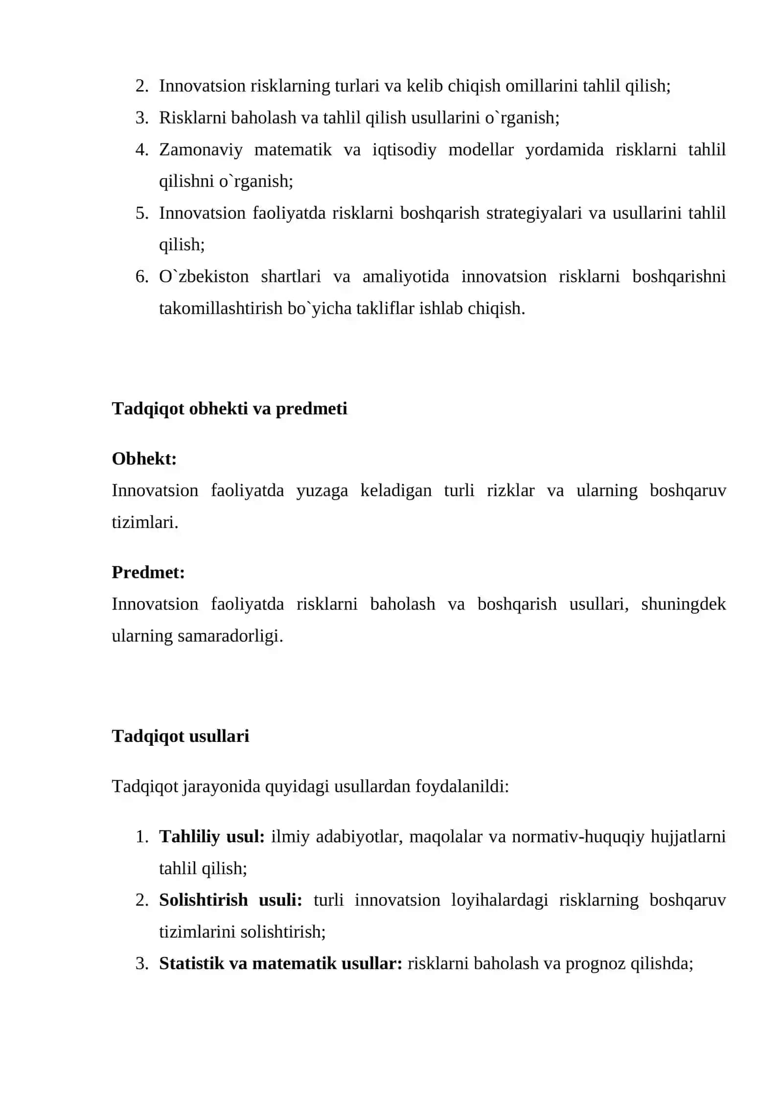 Innovatsion faoliyatda risklarni boshqarish usullari 4