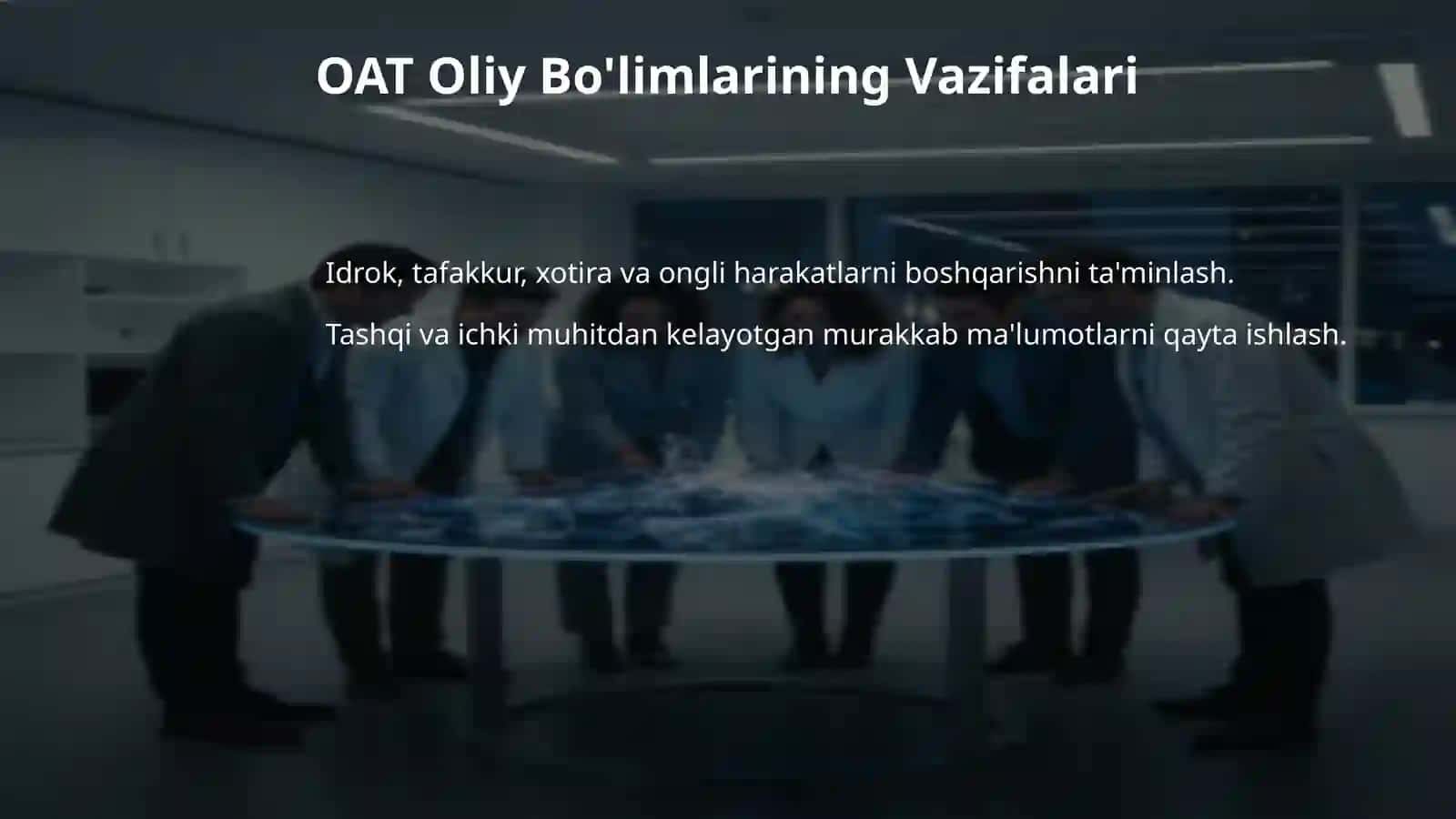 Asab tizimi oliy bo'limlarining vazifalari. Shartli reflekslar. Oliy asab faoliyati tiplari Organizmgi signal tizimlari. Bosh miya katta yarim sharlarining funksional assimetriyasi 4