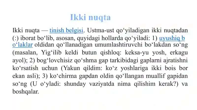 Ikki nuqta va qavsning qo’llanishi. Oila baxt-saodat maskani 4