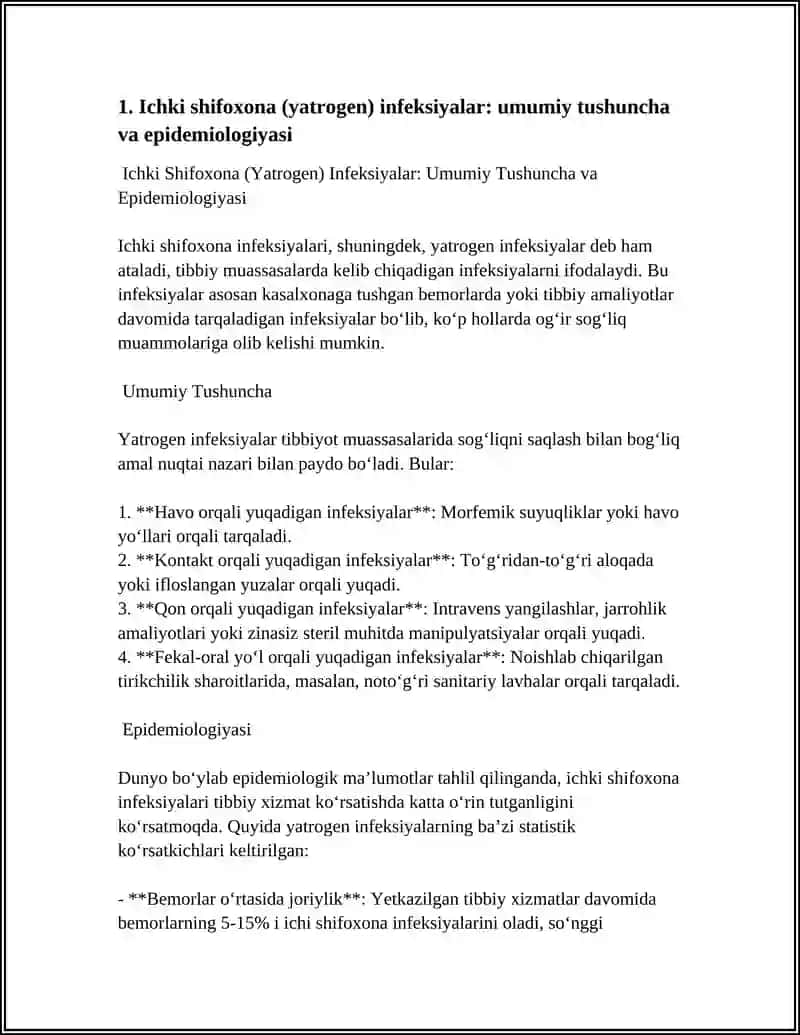 ICHKI SHIFOXONA (YATROGEN) INFEKSION KASALLIKLAR QO‘ZG‘ATUVCHILARI VA ULARNING LABORATORIYA TASHXISI. 4
