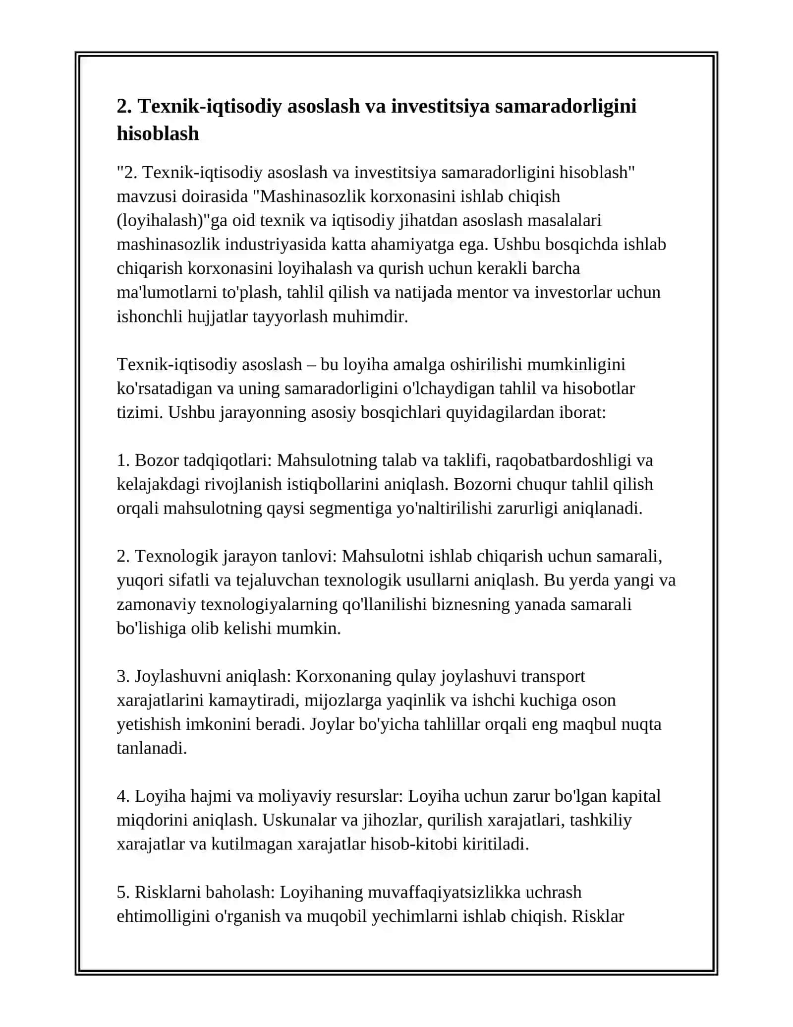 MASHINASOZLIK KORXONASINI ISHLAB CHIQISH (LOYIHALASH) 4