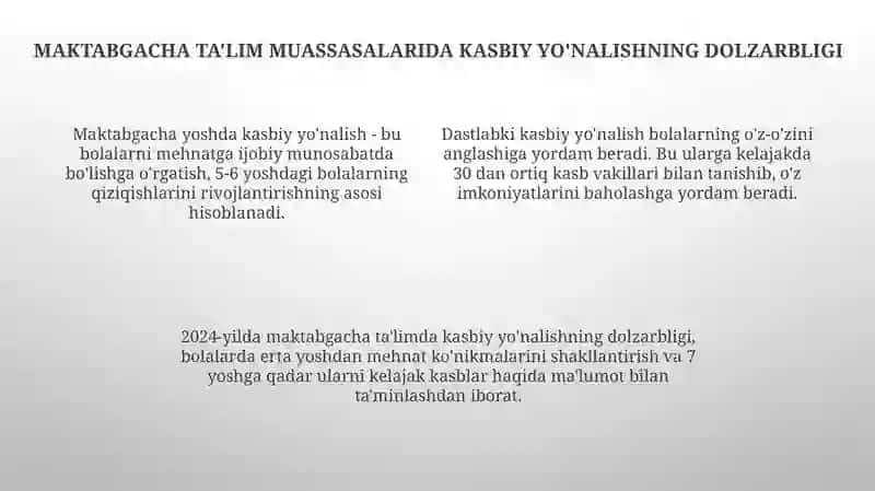 Maktabgacha ta'limda kasbiy yo'nalish tizimi 4