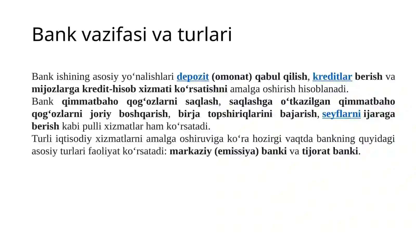 O'RQ-580 "Banklar va Bank Faoliyati To'g'risida" (Yangi Tahrir) 2019 yil 5-Noyabr 4
