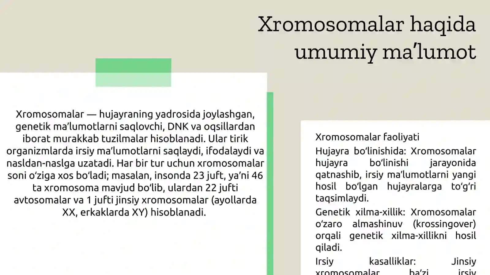 Organizmlar xromosomalarning kariotipi va marfologiyasi 4
