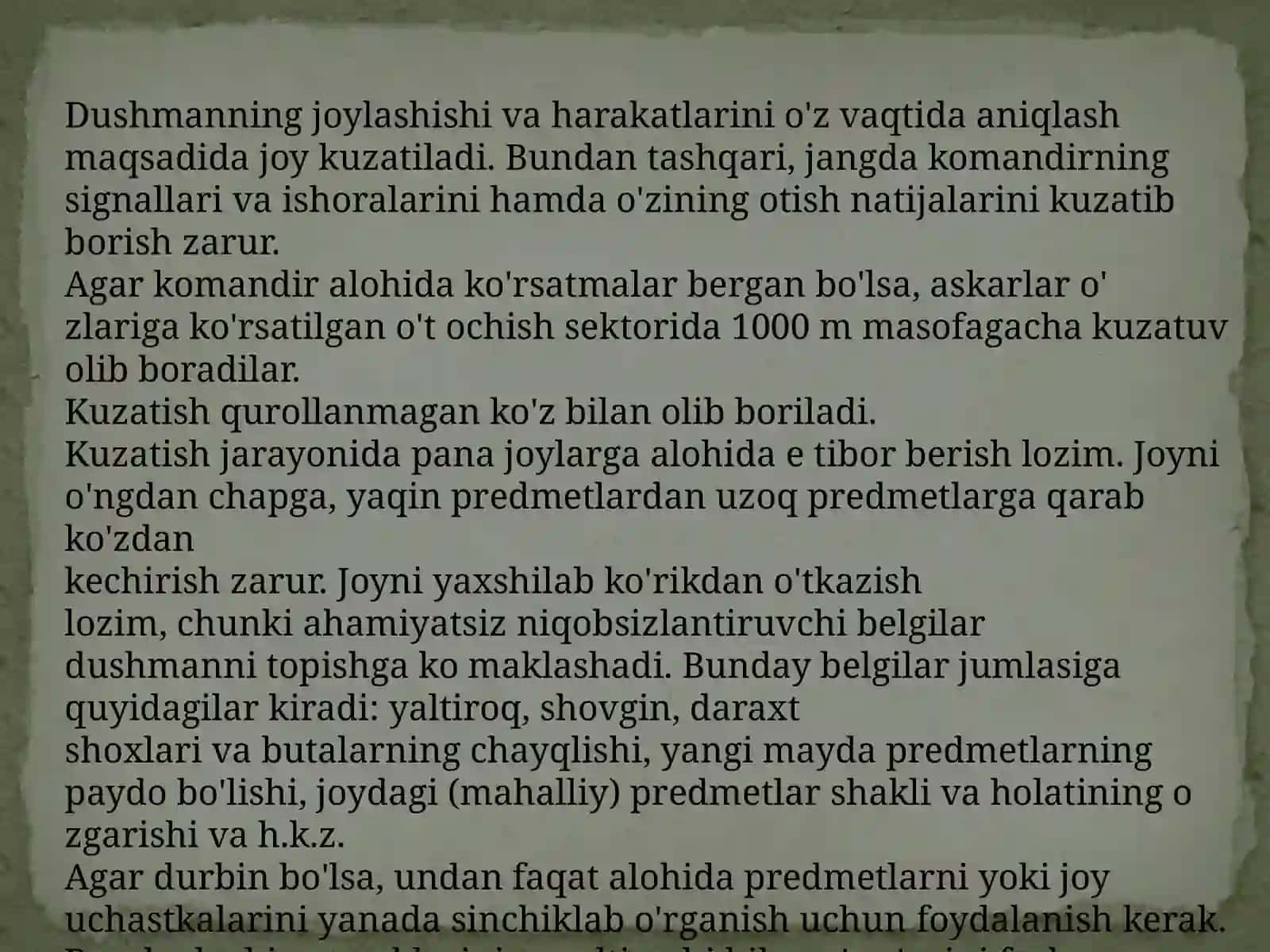 Qo’zg'almas hamda paydo bo’luvchi nishonlarga joydan turib va harakat holatlarida o’q otish 4