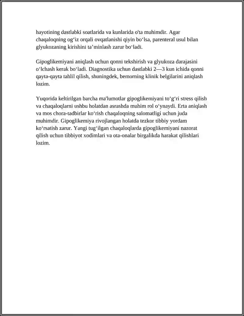 YANGI TUG’ILGAN CHAQALOQLARDA GIPOGLIKEMIYA HOLATI 4