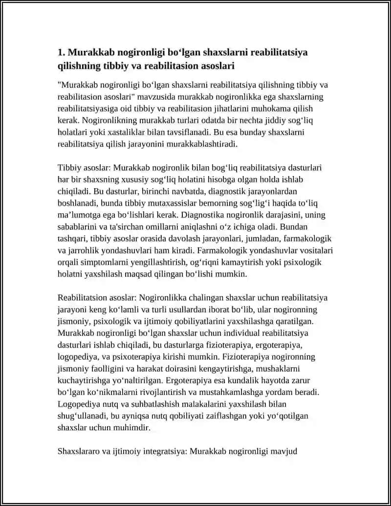 Murakkab Nogironligi Bõlgan Odamlarni Reabilitatsiya Qilish 4