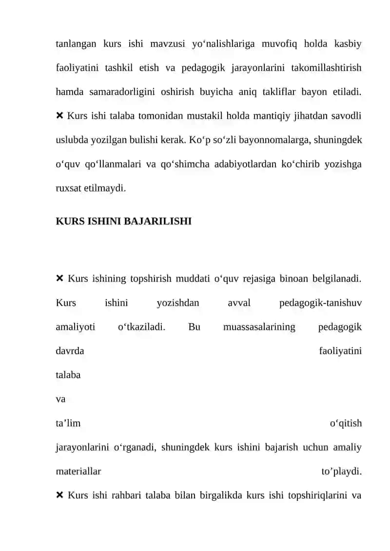 Kurs ishiga rahbarlik va kurs ishi mavzulari 4