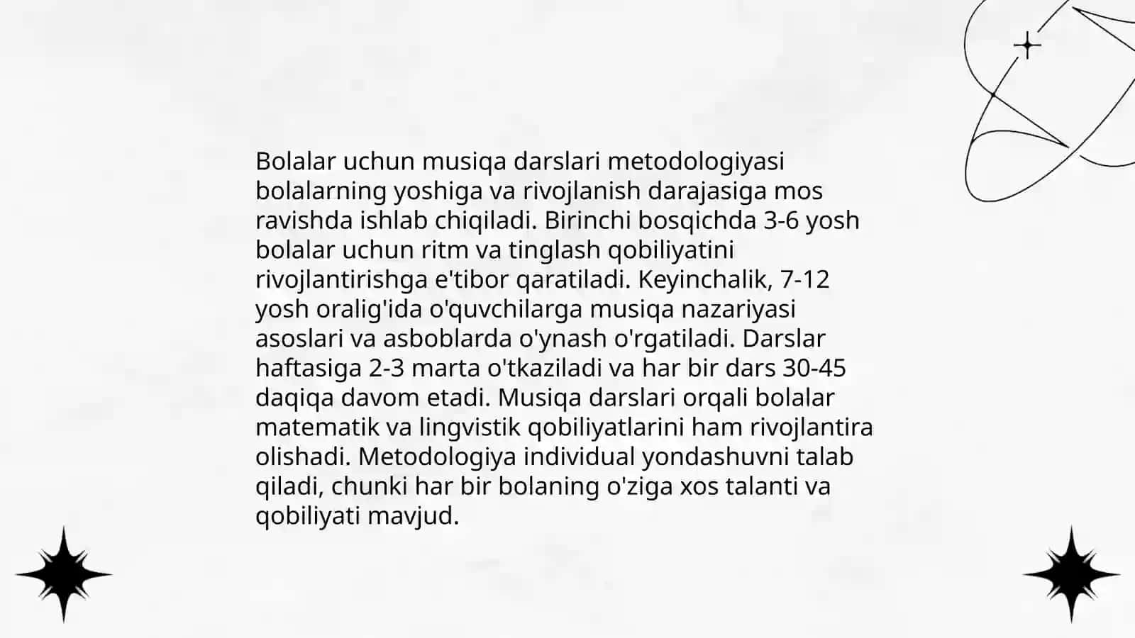 Bolalarni ashula aytish, musiqa tinglash va musiqaviy-ritmik xarajatlarning o'rgatish 4