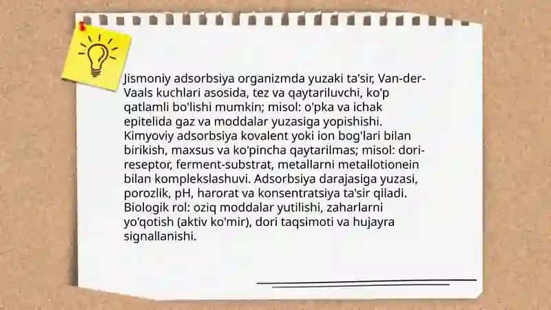 Organizm hayot faoliyatida adsorbsiya jarayoni 4