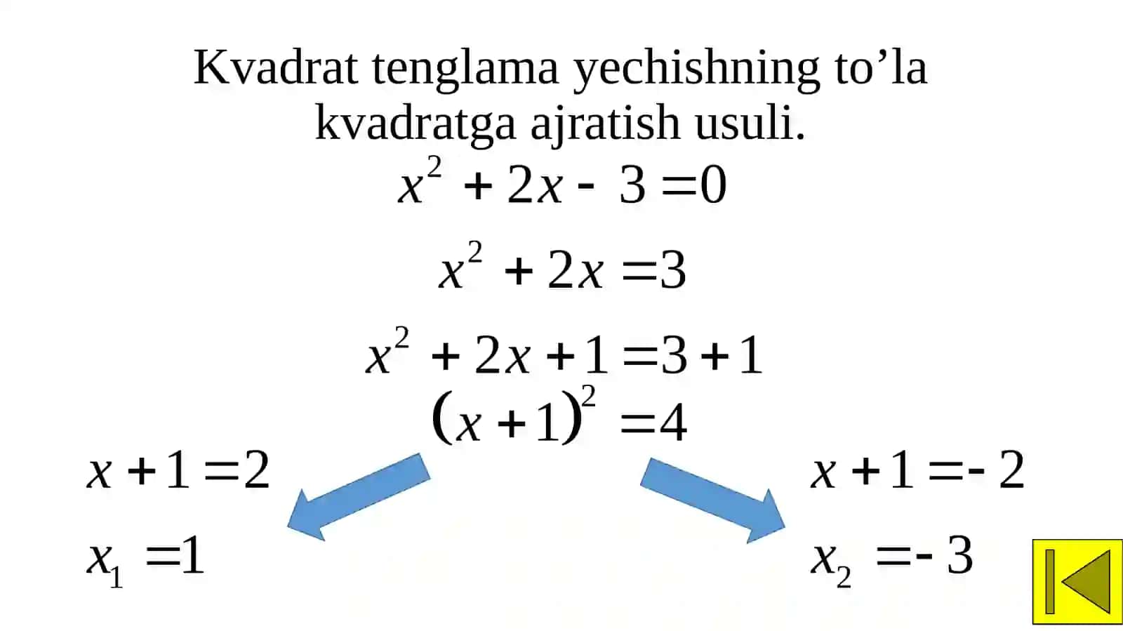 8-sinf Algebra fanidan Kvadrat tenglamaning ildizini topish formulalari. Diskriminant mavzuda dars ishlanma 4