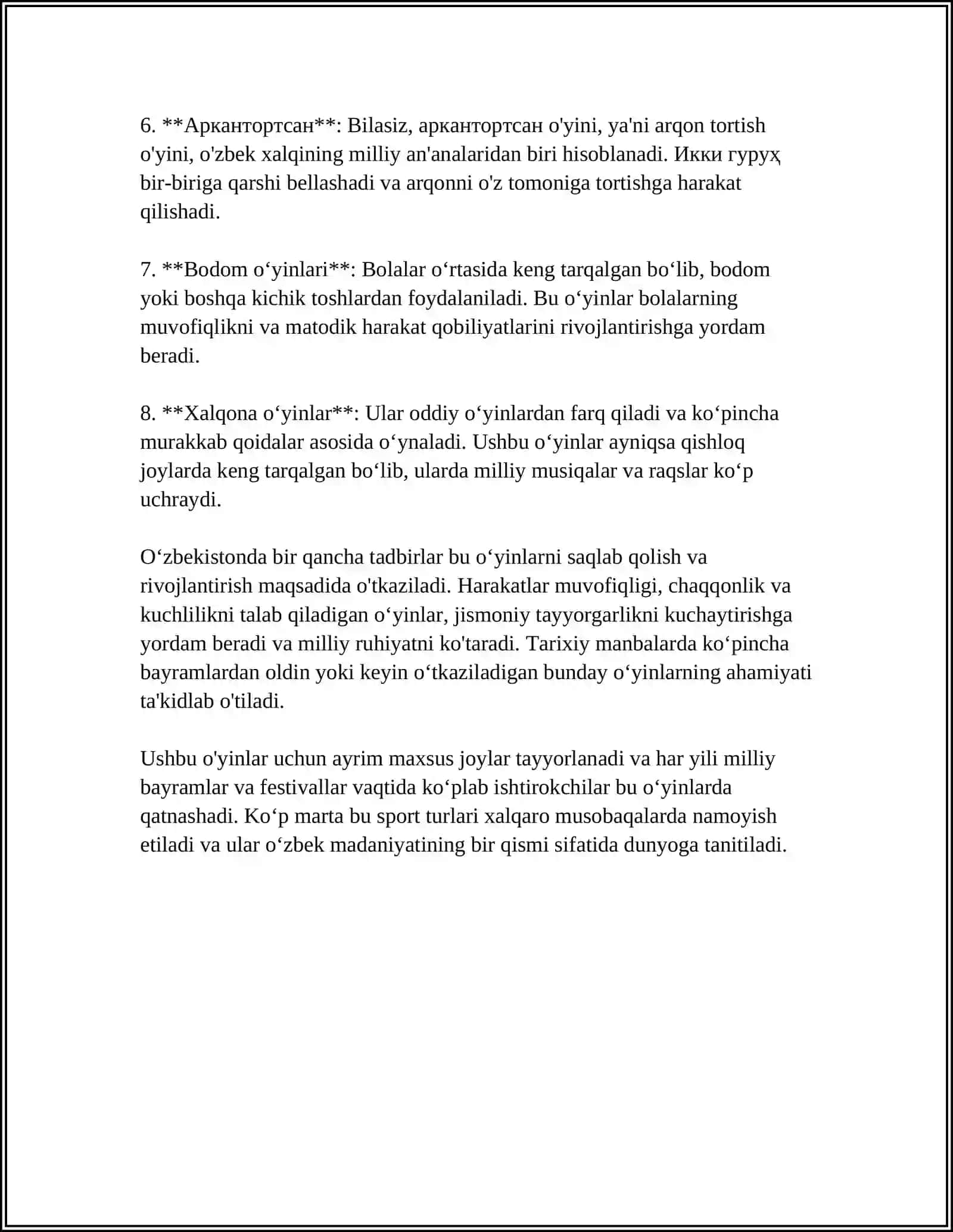 MILLIY HARAKATLI OʻYINLARNI BOLANI YOSHIGA MOS HOLDA TANLASH, TAHLIL QILISH VA OʻTKAZISH 4