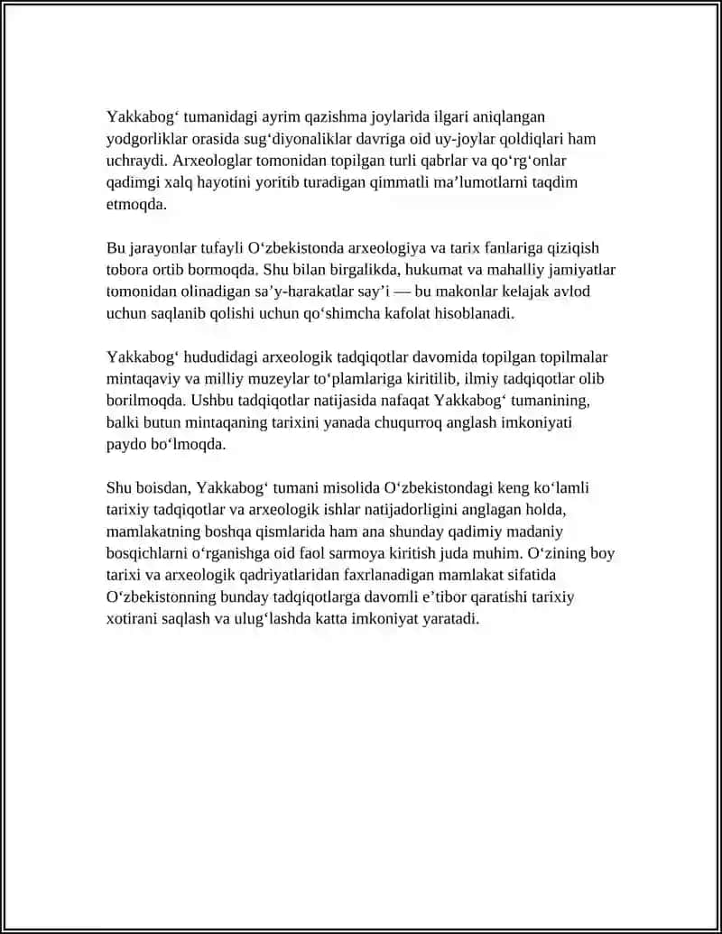 QASHQADARYO VILOYATI YAKKABOGʻ TUMANI TOPILMARINI OʻRGANISH HAMDA MAʼLUMOTLAR TOʻPLASH 4